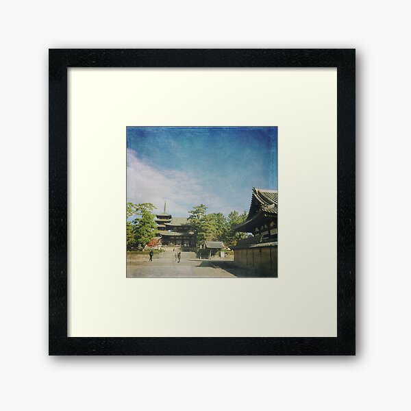 Ancient Temple and Pagoda of Horyu-ji in Nara Japan Framed Art Print