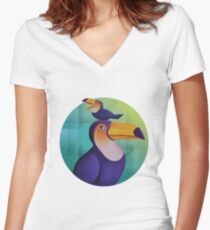 Tropical Toucan Women's Fitted V-Neck T-Shirt