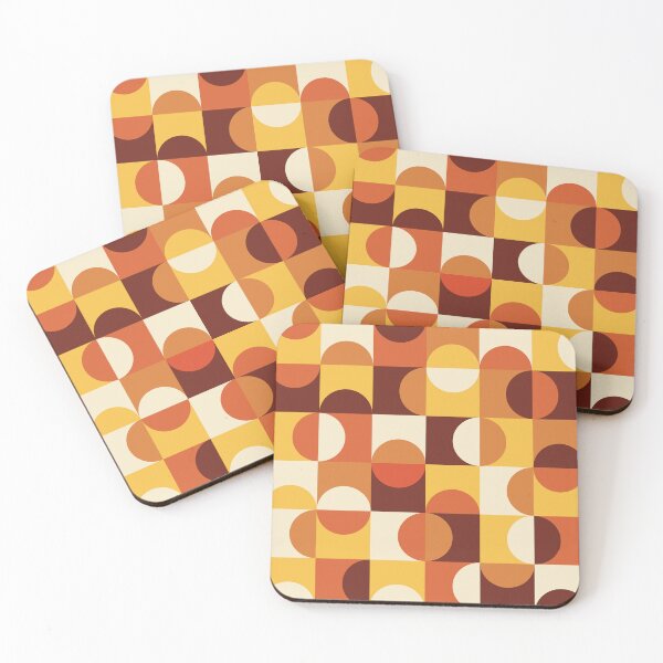 Item preview, Mid Century Modern Half circles pattern in yellow and orange  designed and sold by Yasminepatterns .