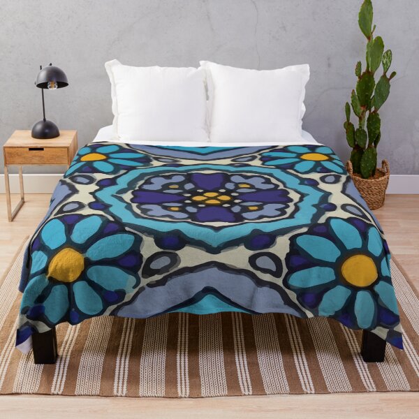 Item preview, Baroque bouquet blue floral pattern talavera tile designed and sold by T-Mex.