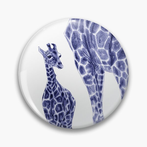 Item preview, Giraffe and giraffe - blue colorized version designed and sold by SylvieG18.