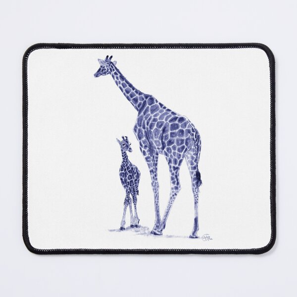 Item preview, Giraffe and giraffe - blue colorized version designed and sold by SylvieG18.