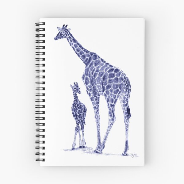 Artikelvorschau, Giraffe und Giraffe - blau kolorierte Version entworfen und verkauft von SylvieG18.