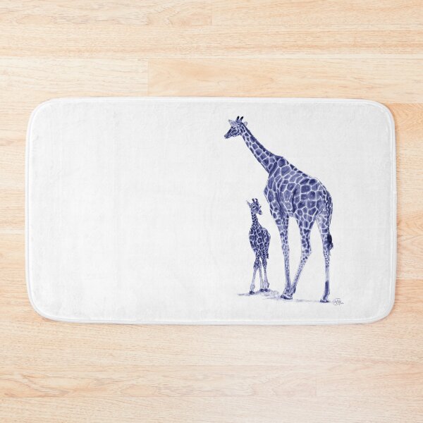 Item preview, Giraffe and giraffe - blue colorized version designed and sold by SylvieG18.