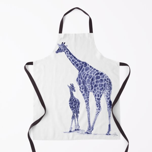 Item preview, Giraffe and giraffe - blue colorized version designed and sold by SylvieG18.
