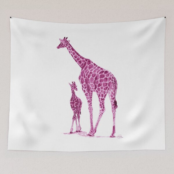 Artikelvorschau, Giraffe und Giraffe - lila-rosa kolorierte Version entworfen und verkauft von SylvieG18.