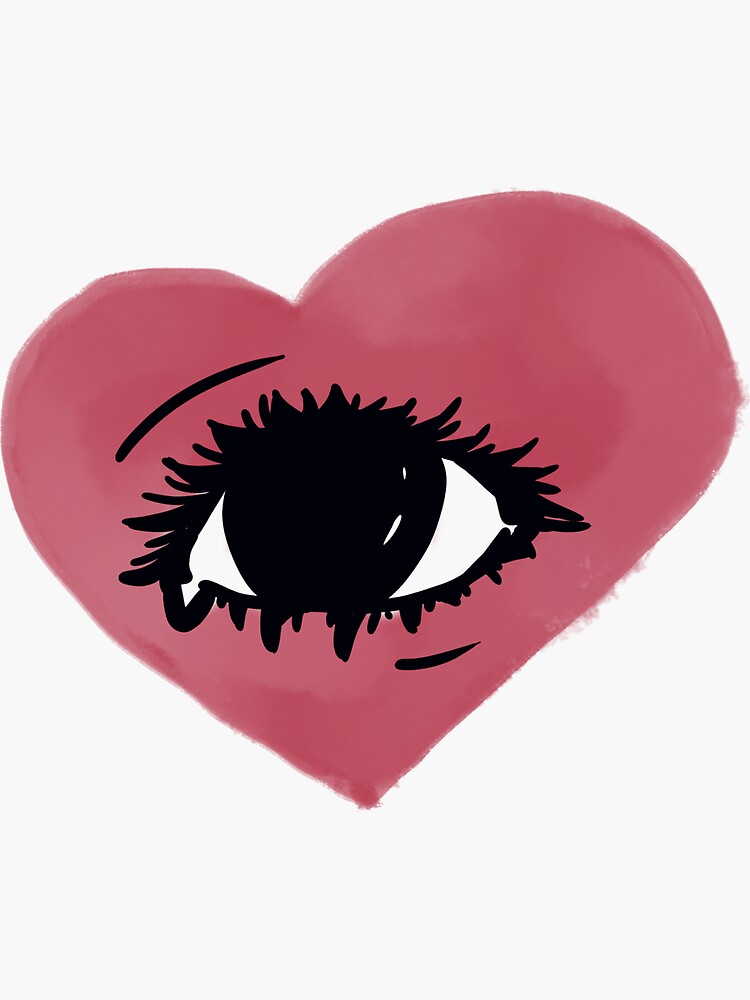 red heart with eye y2k sticker pack - Red Heart With Eye - Magnet