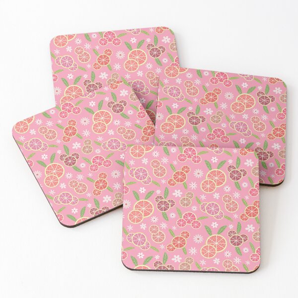 Item preview, Pink Lemonade pattern with green leaves and white flowers  designed and sold by Yasminepatterns .