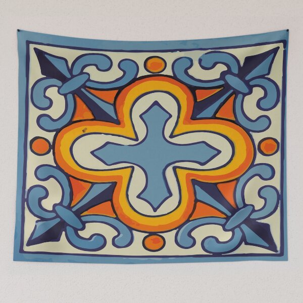 Item preview, Flor de lis ornamental cross talavera tile designed and sold by T-Mex.