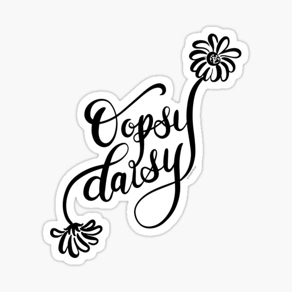 Vista previa del artículo con la obra «Mano deletreado diseño Oopsy Daisy en negro», diseñado y vendido por DoubleBrush.