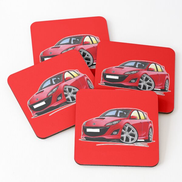 Item preview, Mazda 3 MPS (Mk2 - 2nd gen) Red - Caricature Car Art designed and sold by Yeomans Cartoons.