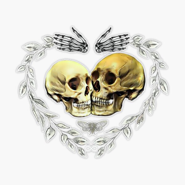  Heart Shaped Death Skeleton Skulls Dark Romance Lunar