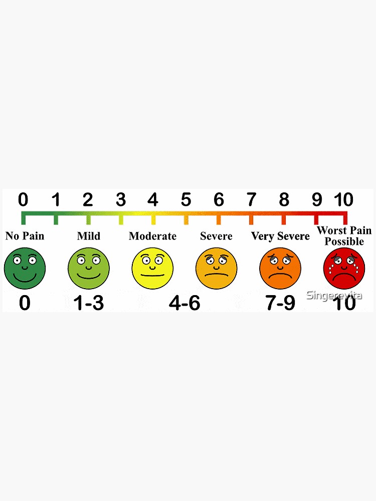 pain-scale-chart-sticker-for-sale-by-singerevita-redbubble for Free Printable Pain Scale Chart 1 10 Pain scale chart