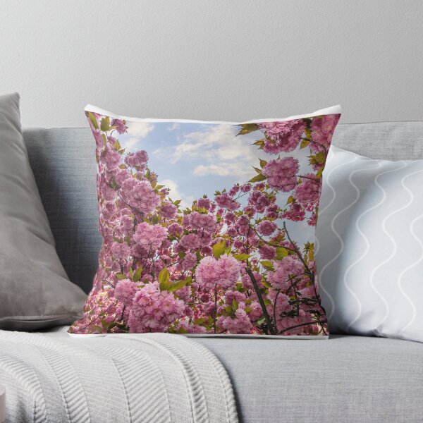 Sakura flower blossom in springtime Throw Pillow