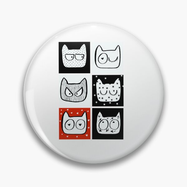 Item preview, Cats heads in squares contras drawing designed and sold by Aneta Kmieć-Wawrzyniak.