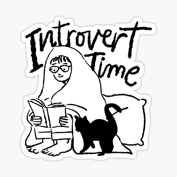 national-reading-day-introvert-time-with-a-cat-sticker-for-sale-by