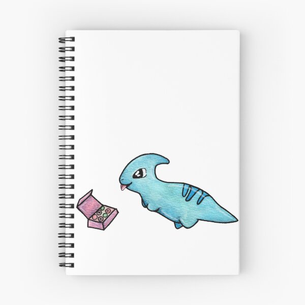 Item preview, Kawaii parasaurolophus chasing donuts designed and sold by Sarah Sioux Studios.
