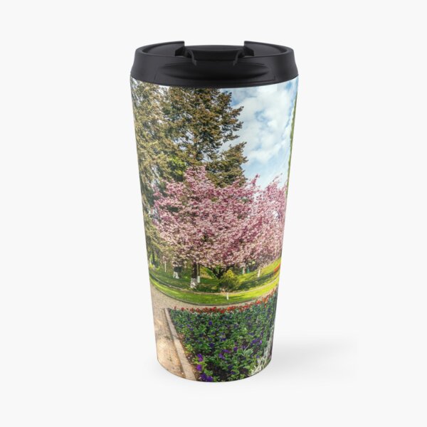 Sakura tree blossom city park Travel Mug