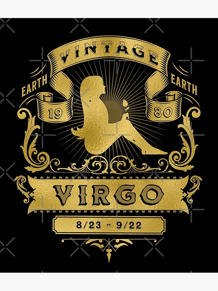 "The Zodiac Sign of Virgo Golden Vintage 1980" Art Print for Sale by