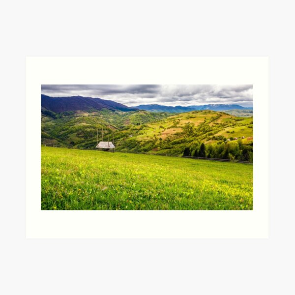 agricultural field in mountains Art Print