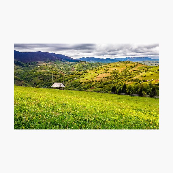 agricultural field in mountains Photographic Print
