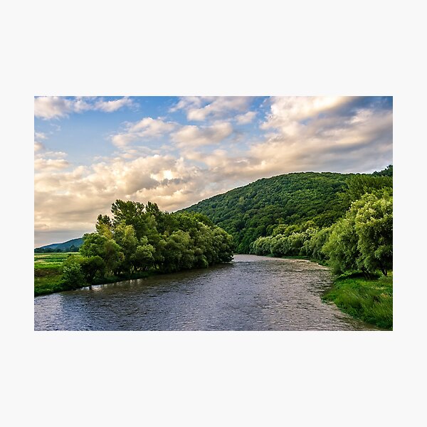River among the forest in picturesque Carpathian mountains in summer Photographic Print