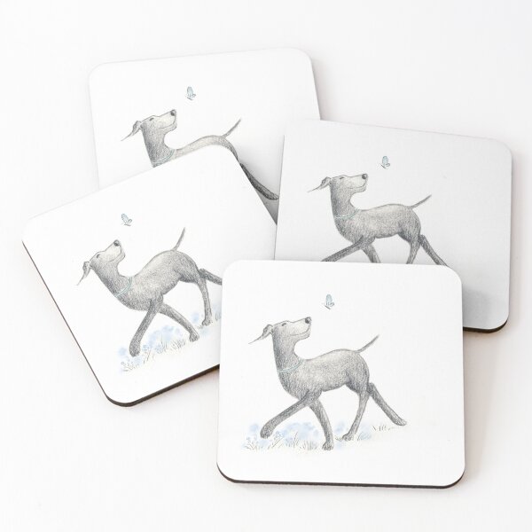 Item preview, Weimaraner with butterfly blue designed and sold by siskikalla.