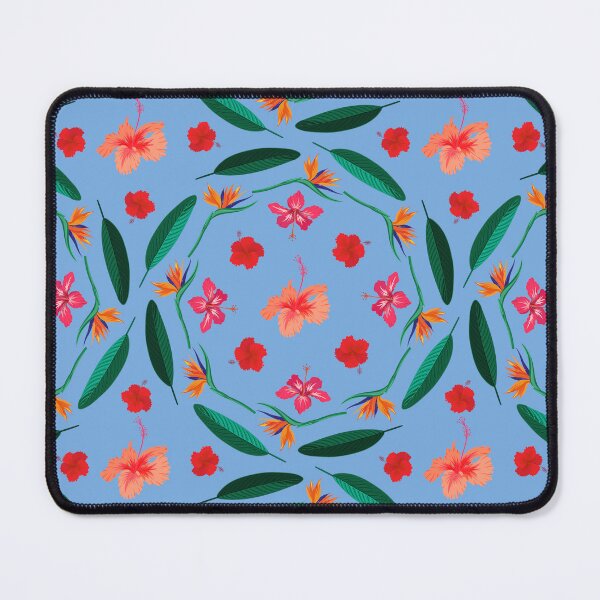 Item preview, Circle of bird of paradise and hibiscus on Sky Blue designed and sold by MauraHar.