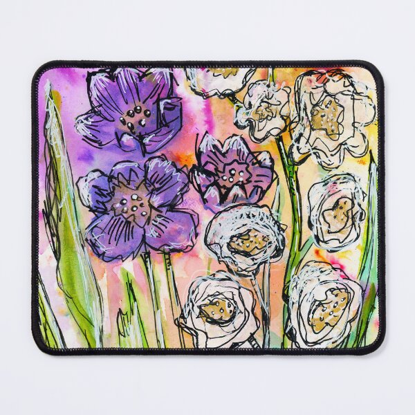 Item preview, Purple and White Wildflowers Watercolor Painting designed and sold by JoanneHerrmann.