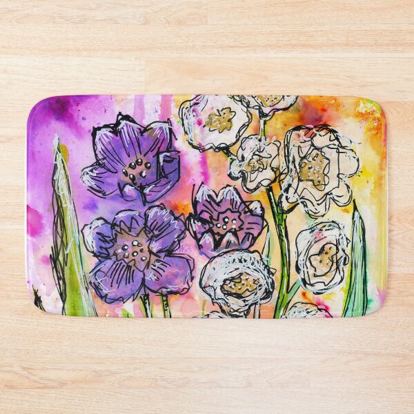 Item preview, Purple and White Wildflowers Watercolor Painting designed and sold by JoanneHerrmann.
