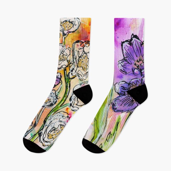 Item preview, Purple and White Wildflowers Watercolor Painting designed and sold by JoanneHerrmann.