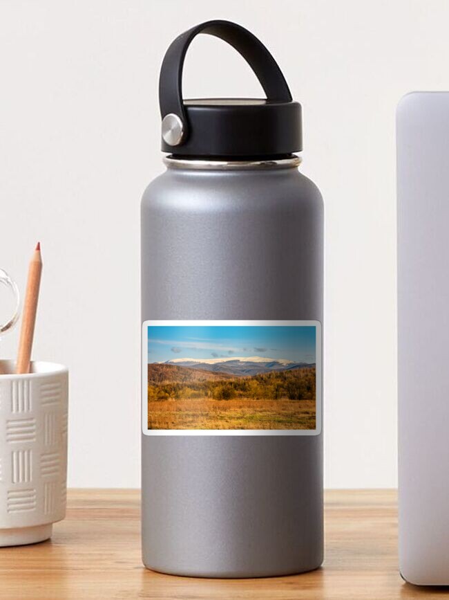Thumbnail 1 of 3, Sticker, snowy peaks on the mountai top designed and sold by mike-pellinni.
