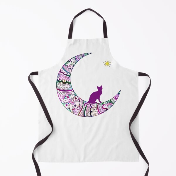 Item preview, Mandala Cresent Moon with Meditating Purple Cat and Star designed and sold by ittybittyowl.