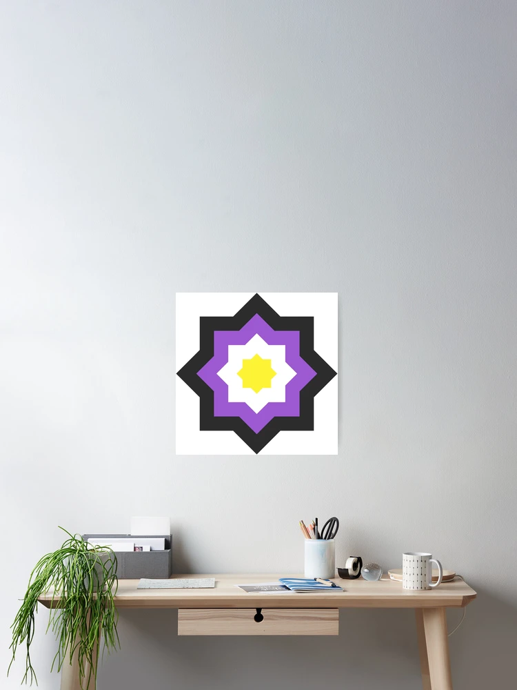 Thumbnail 2 of 3, Poster, Nonbinary Pride Star Pattern designed and sold by PatternSalad.