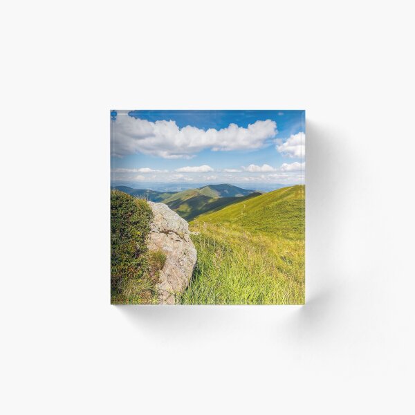 meadow with boulders in Carpathian mountains in summer Acrylic Block