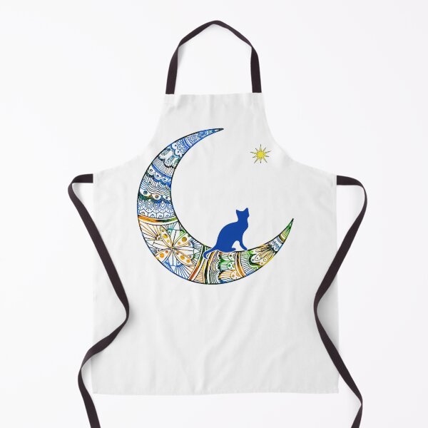 Item preview, Mandala Cresent Moon with Meditating Blue Cat and Star designed and sold by ittybittyowl.