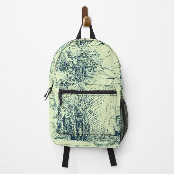 Item preview, Forest glade with a walled fountain by which two men are sitting  designed and sold by Golido.
