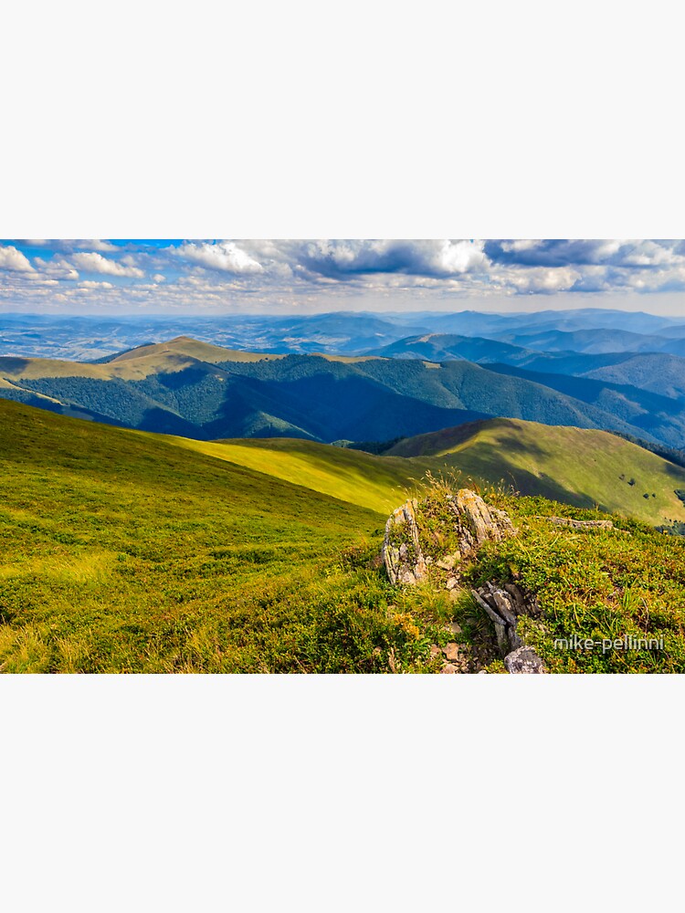 Thumbnail 3 of 3, Sticker, meadow with boulders in Carpathian mountains in summer designed and sold by mike-pellinni.