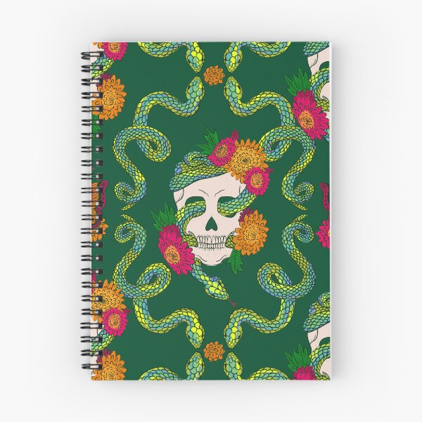 Item preview, Floral Skull Snake - Deep Emerald designed and sold by latheandquill.