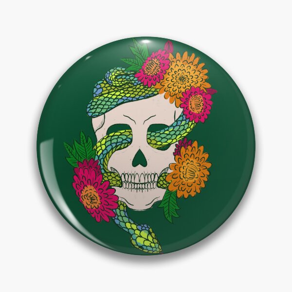 Item preview, Floral Skull Snake - Deep Emerald designed and sold by latheandquill.