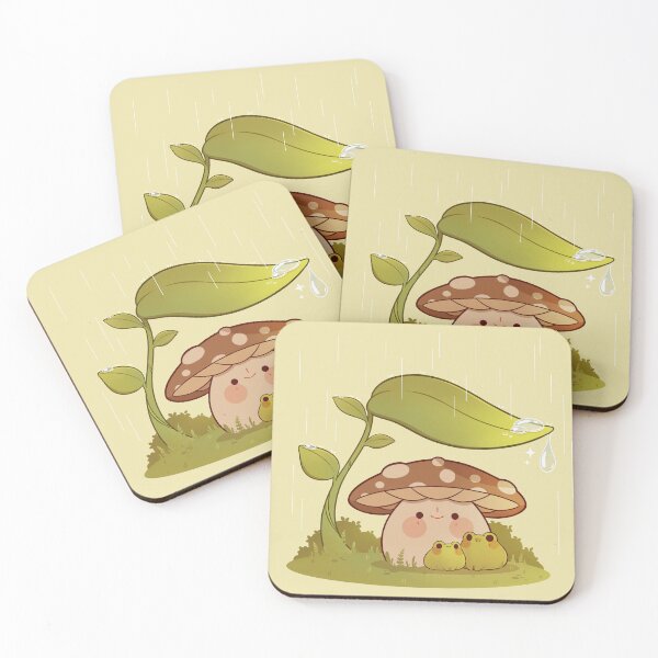 Item preview, Cute mushroom and frogs in the rain designed and sold by Rihnlin.