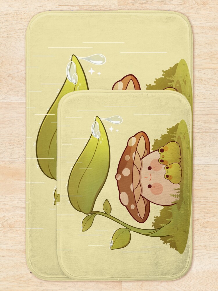 Alternate view of Cute mushroom and frogs in the rain Bath Mat