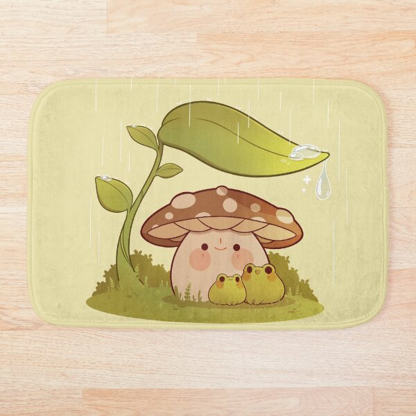 Item preview, Cute mushroom and frogs in the rain designed and sold by Rihnlin.