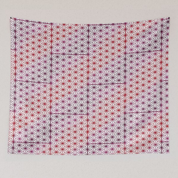 Item preview, Sashiko Hemp-Leaf Pattern (Red & Purple Wave Colour) designed and sold by Louis-Reid.