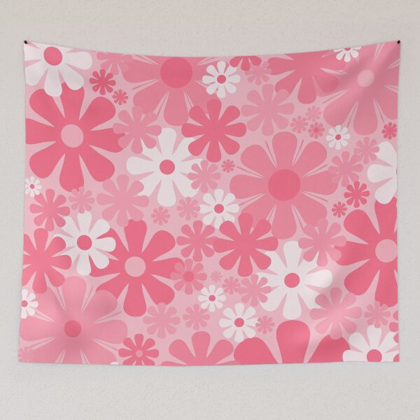 Item preview, Retro 60s 70s Aesthetic Floral Pattern in Candy Pink designed and sold by kierkegaard.