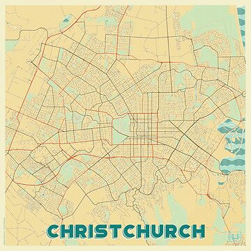 Artwork thumbnail, Christchurch Map Retro by HubertRoguski
