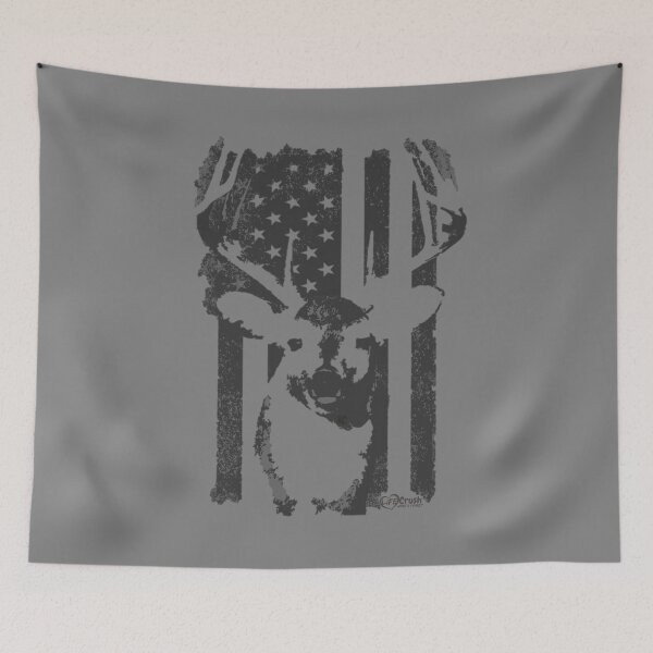 Item preview, Whitetail Buck with American Flag, Deer Hunter Flag Design designed and sold by LifeCrush.