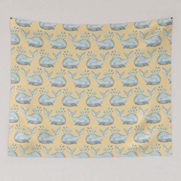 Item preview, Watercolor Whales - Ocean Treasure - yellow designed and sold by Ashleigh Fish.