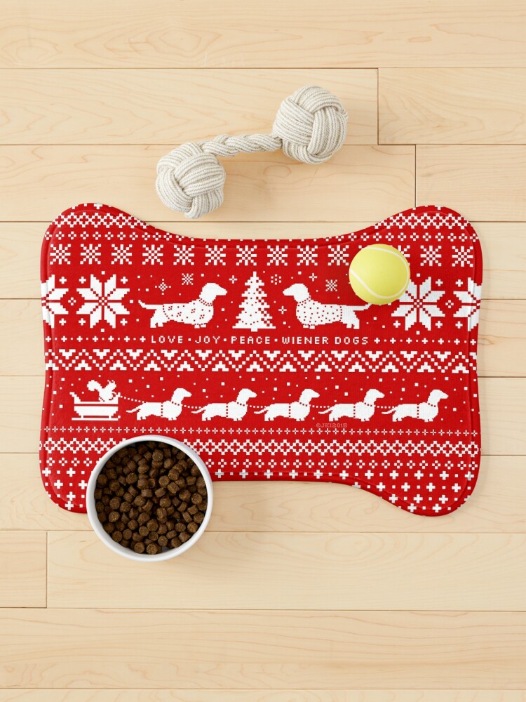 Thumbnail 1 of 5, Pet Mat, Dachshunds Christmas Sweater Pattern designed and sold by Jenn Inashvili.