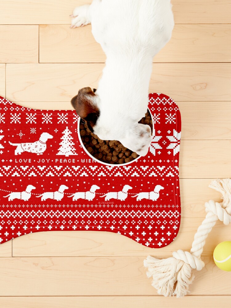 Thumbnail 3 of 5, Pet Mat, Dachshunds Christmas Sweater Pattern designed and sold by Jenn Inashvili.